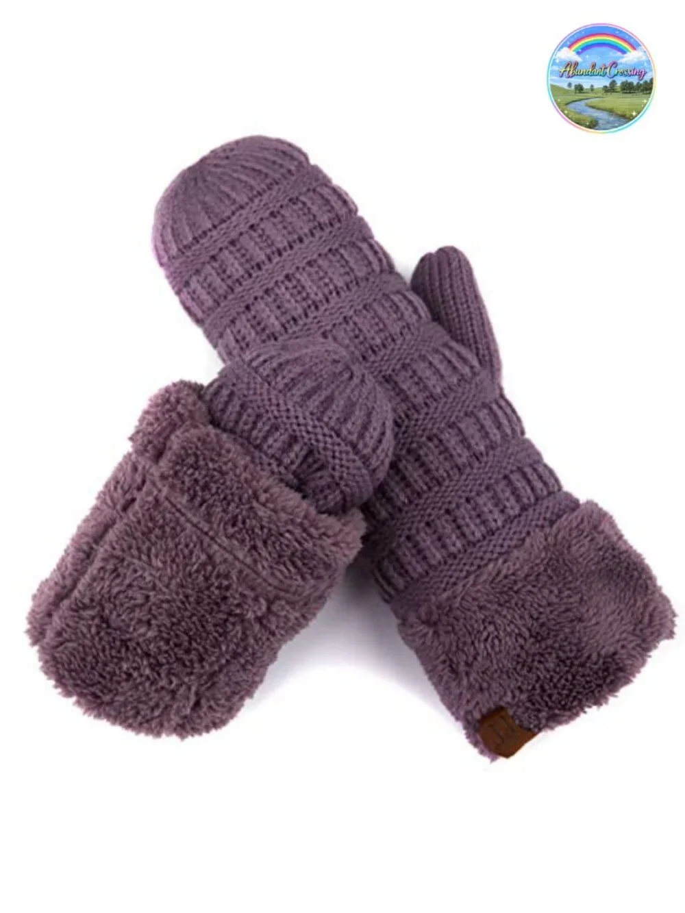 Thick Fuzzy Fleece Lined Warm Winter Knitted Mittens Gloves